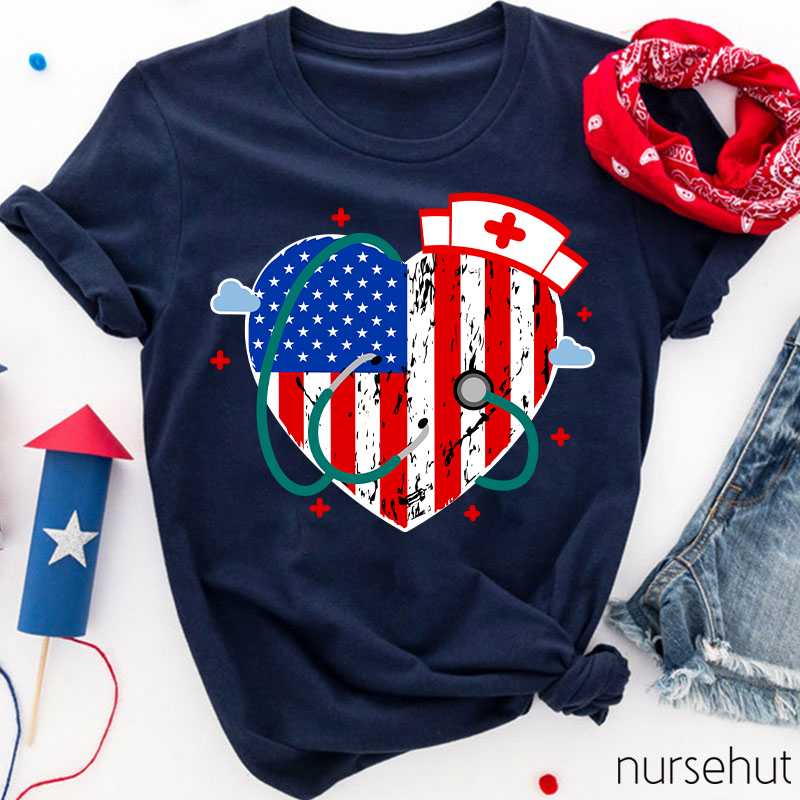 Independence Day Heart Nurse T-Shirt