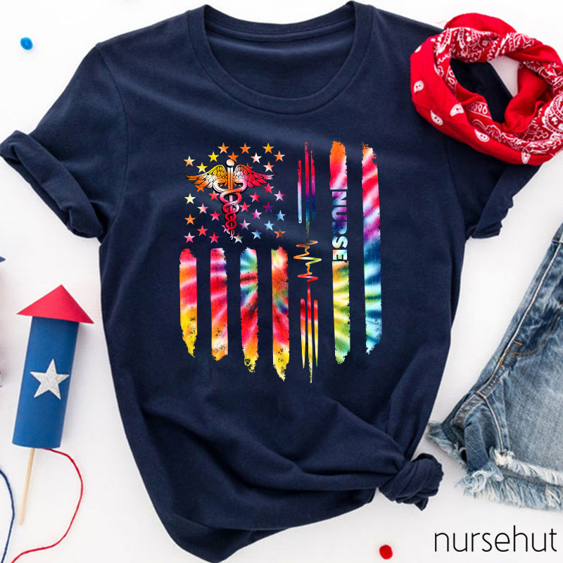Tie-dye Flag Nurse T-Shirt
