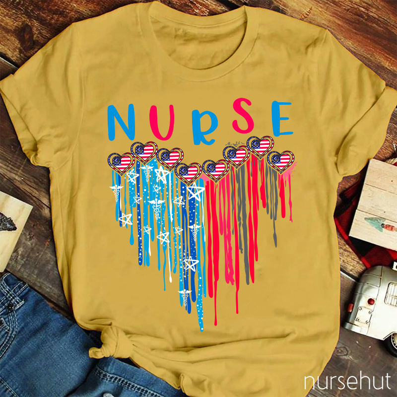 Independence Day Heart Flag Nurse T-Shirt