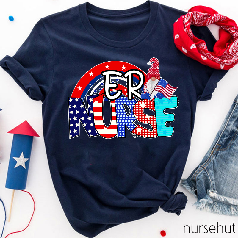Personalized Department Independence Day ER Nurse T-Shirt