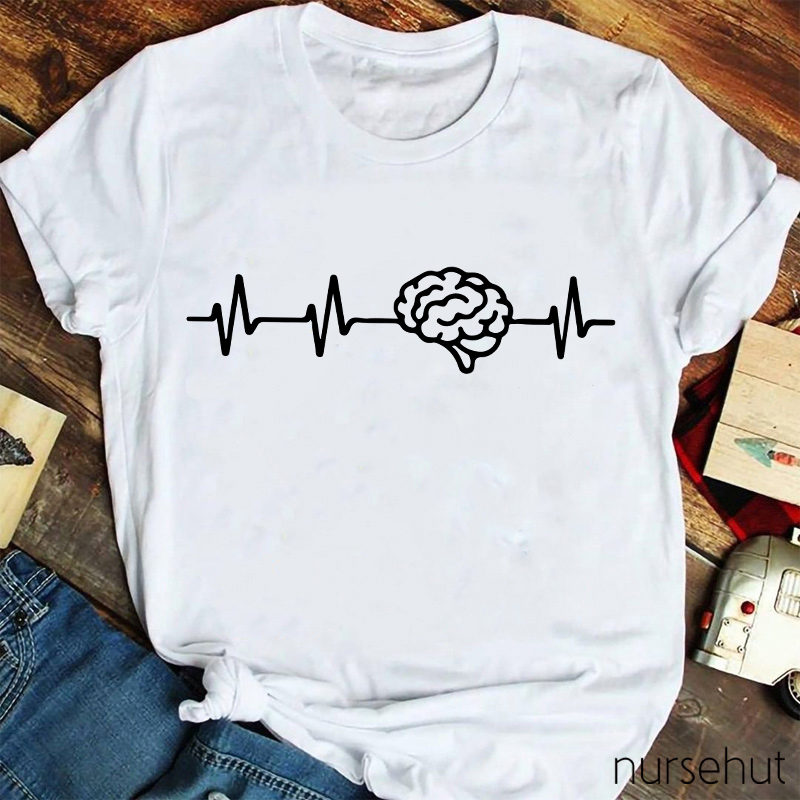 Funny Brain Heartbeat Nurse T-Shirt