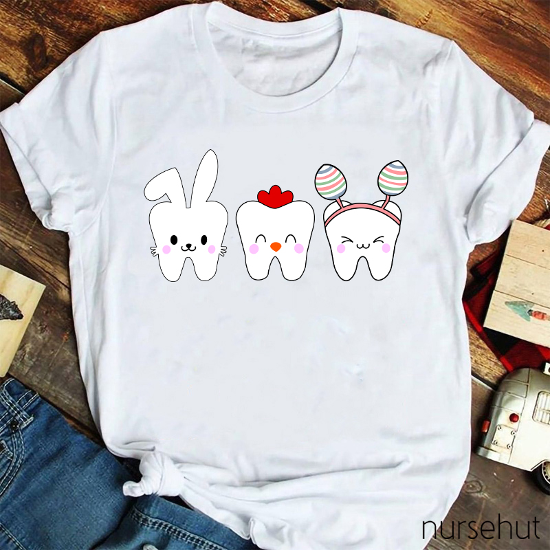 Tooth Bunny Chick Easter Nurse T-Shirt