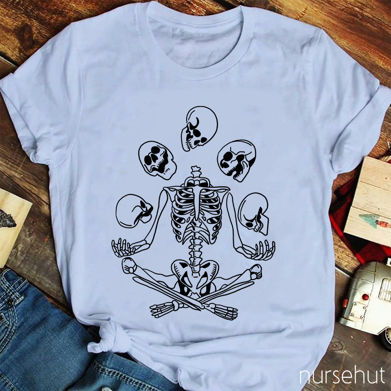Halloween Sitting Skull Nurse T-Shirt