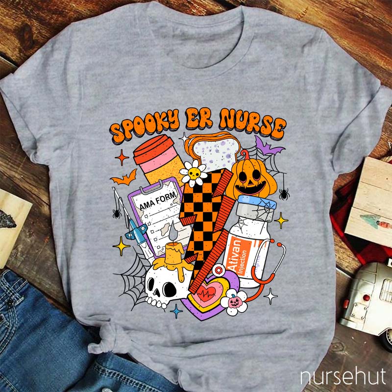 Spooky Halloween Emergency Nurse Nurse T-Shirt