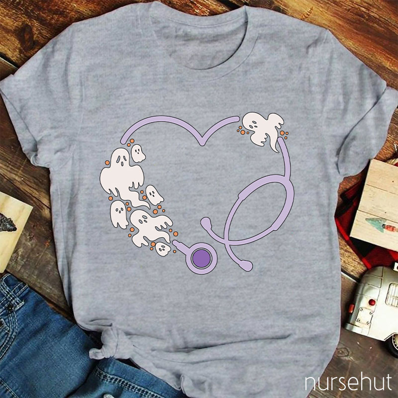 Ghost Stethoscope Heart Nurse T-Shirt