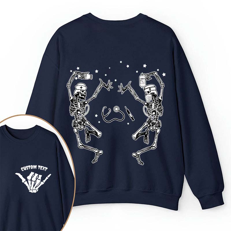 Personalized Dancing Skeleton Nurse Two Sided Sweatshirt