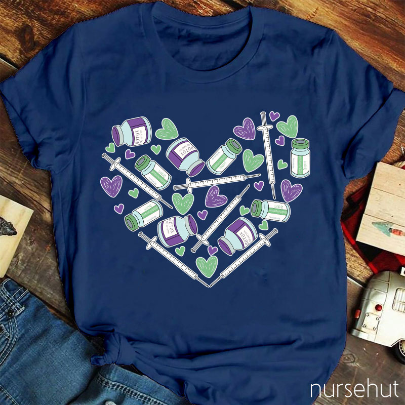 Heart-Shaped Botox And Syringe Nurse T-Shirt