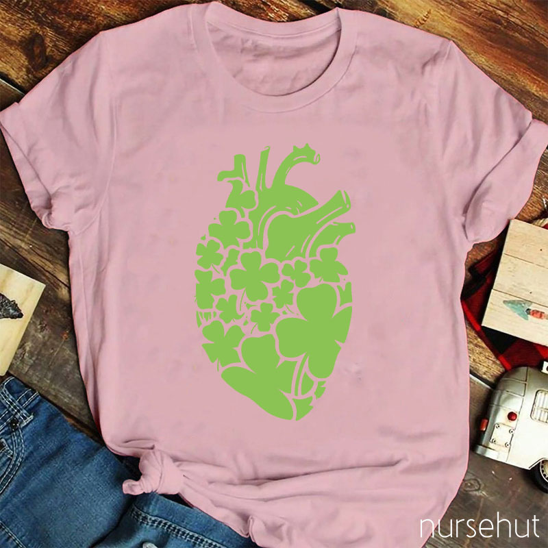 Four Leaf Clover Heart Nurse T-Shirt
