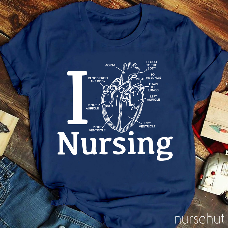 I Love Nursing Anatomical Heart Nurse T-Shirt