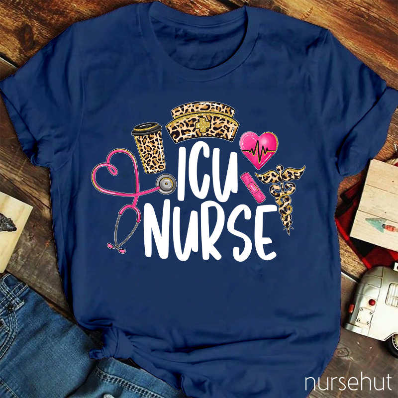 Leopard ICU Nurse T-shirt