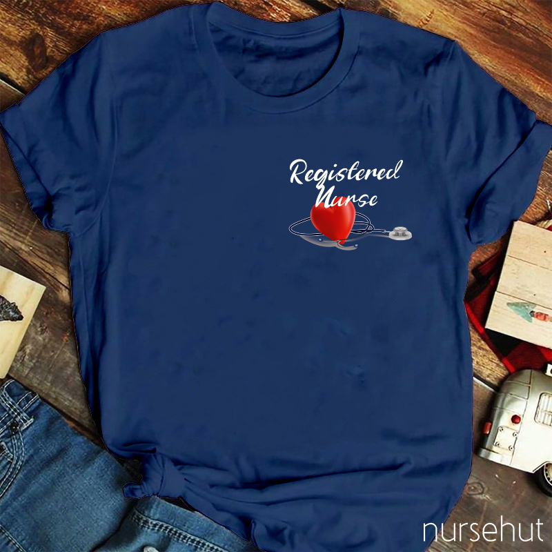 Registered Nurse Stethoscope Around A Heart Nurse T-Shirt