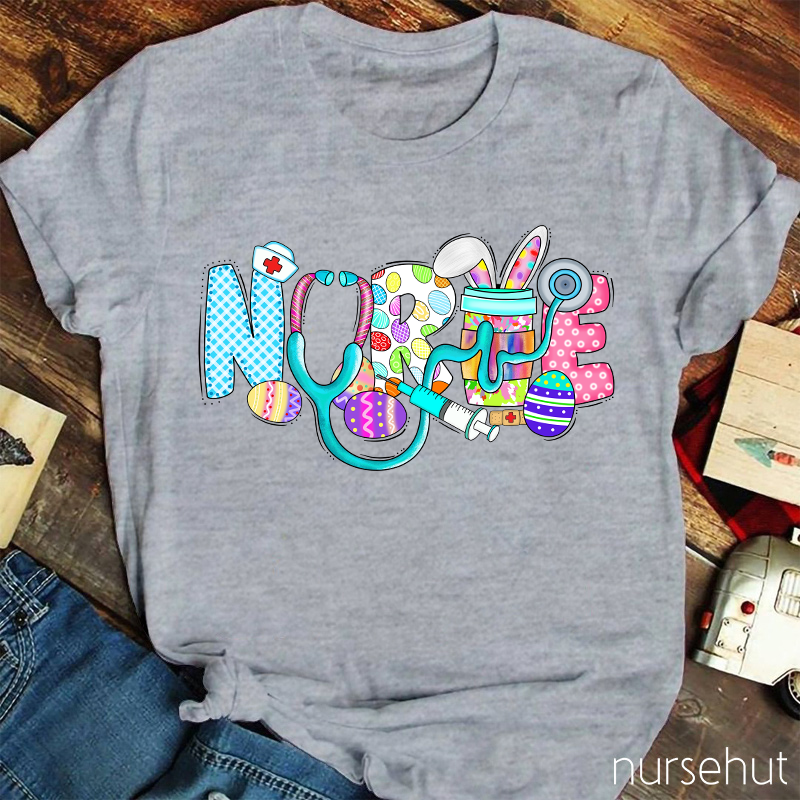 Rich Pattern Bunny Ear Nurse T-Shirt