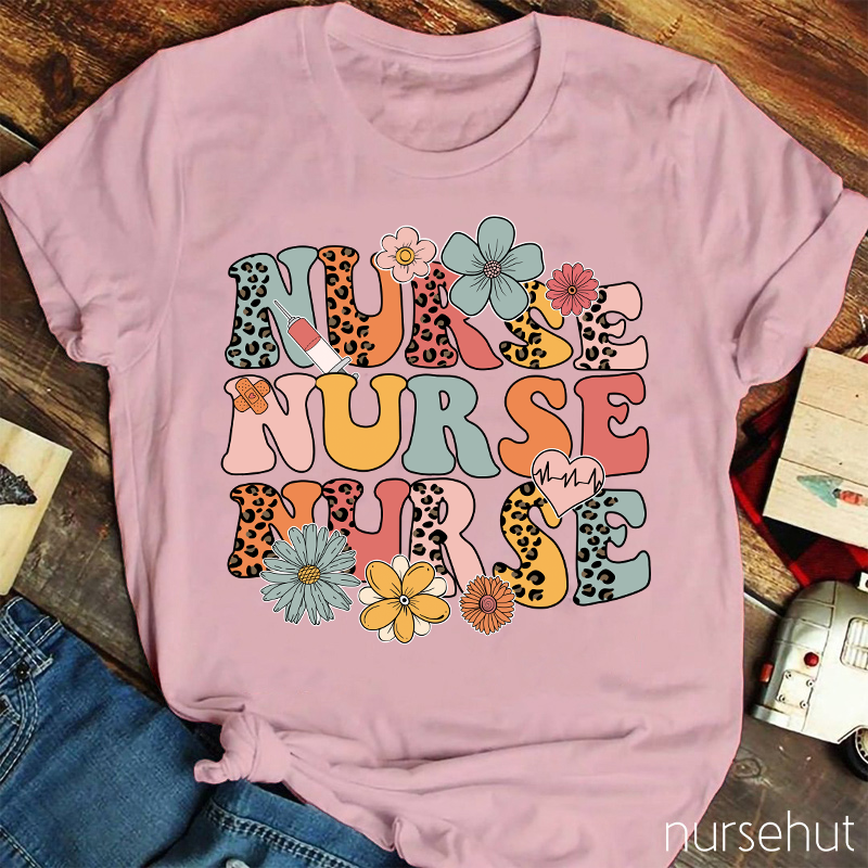 Spring Half-Leopard Nurse T-Shirt