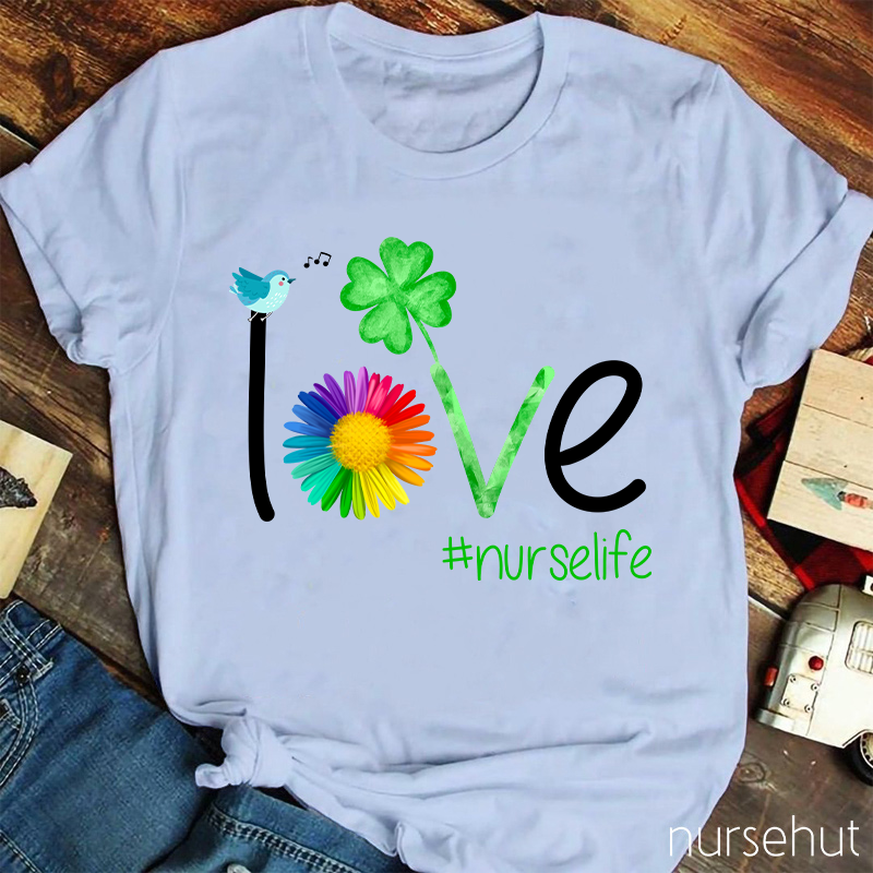 Nurselife Love Clover Nurse T-Shirt