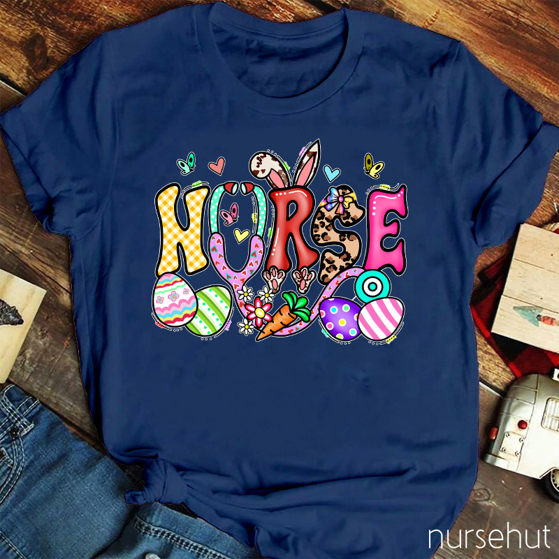 Easter Nurse Bunny Ears Eggs Carrot Nurse T-Shirt