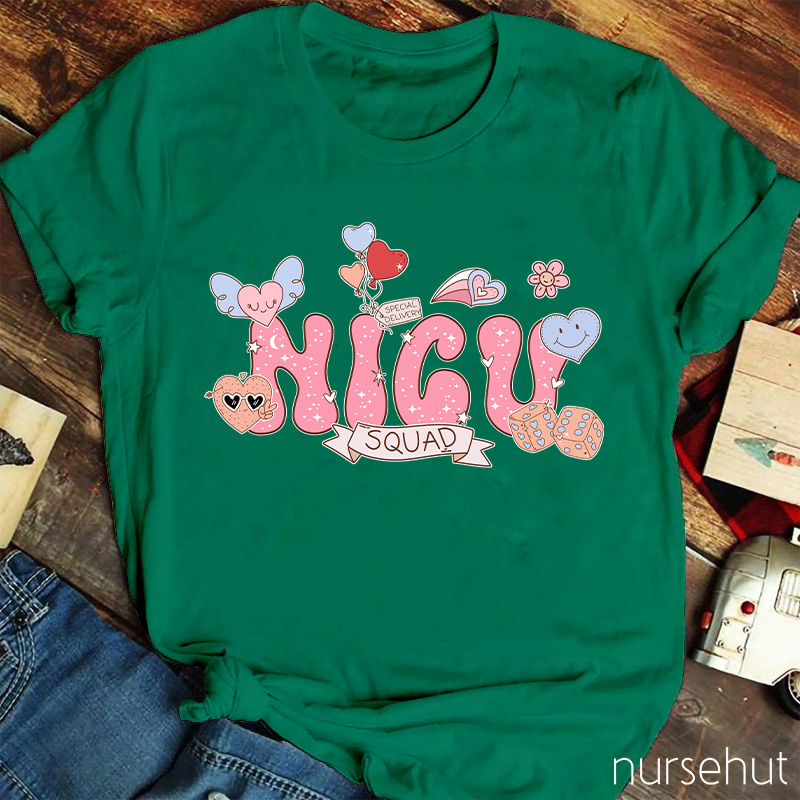Personalized Cute Pink Heart Nurse T-Shirt