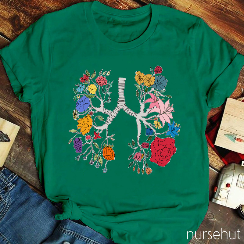 Floral Lungs Nurse T-Shirt