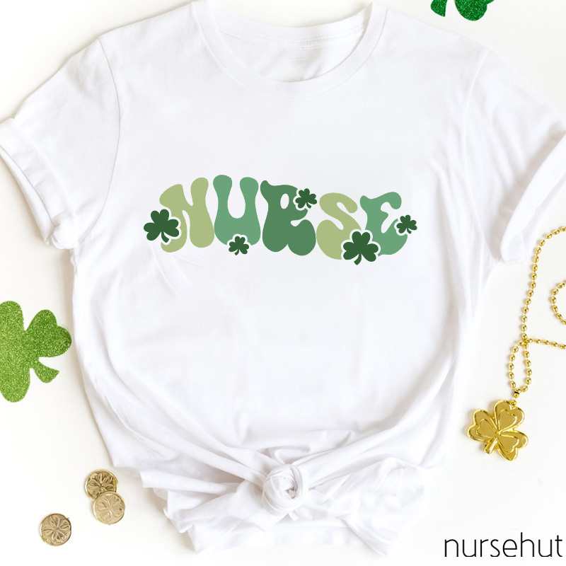 Green Nurse Clovers Nurse T-Shirt
