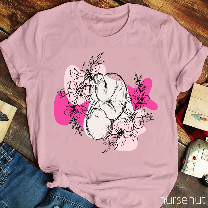 We Saw A Baby Grow In Flowers Nurse T-Shirt