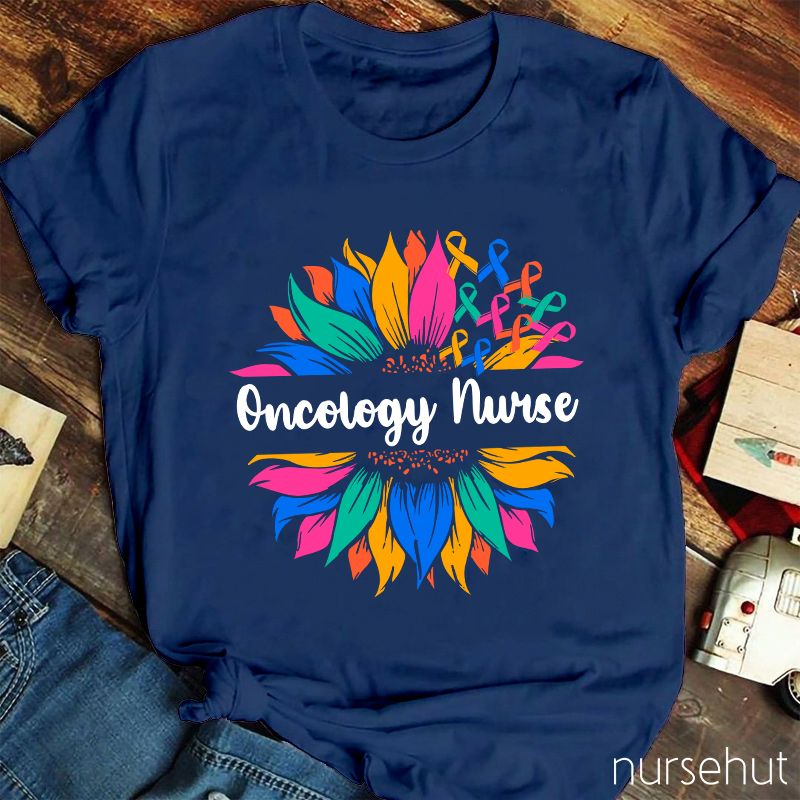 Personalized Colored Sunflower Nurse T-Shirt