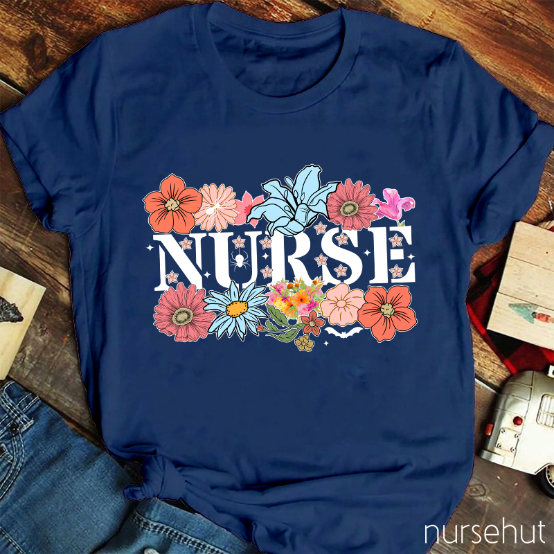 Nurse Surrounding By Flower Nurse T-Shirt