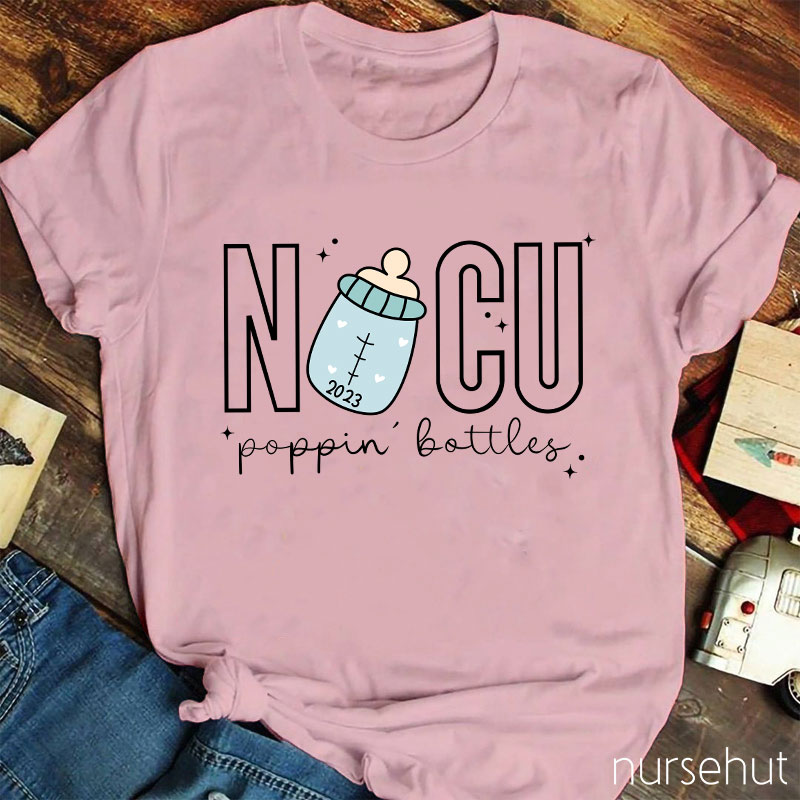 NICU Popping Bottles Nurse T-Shirt