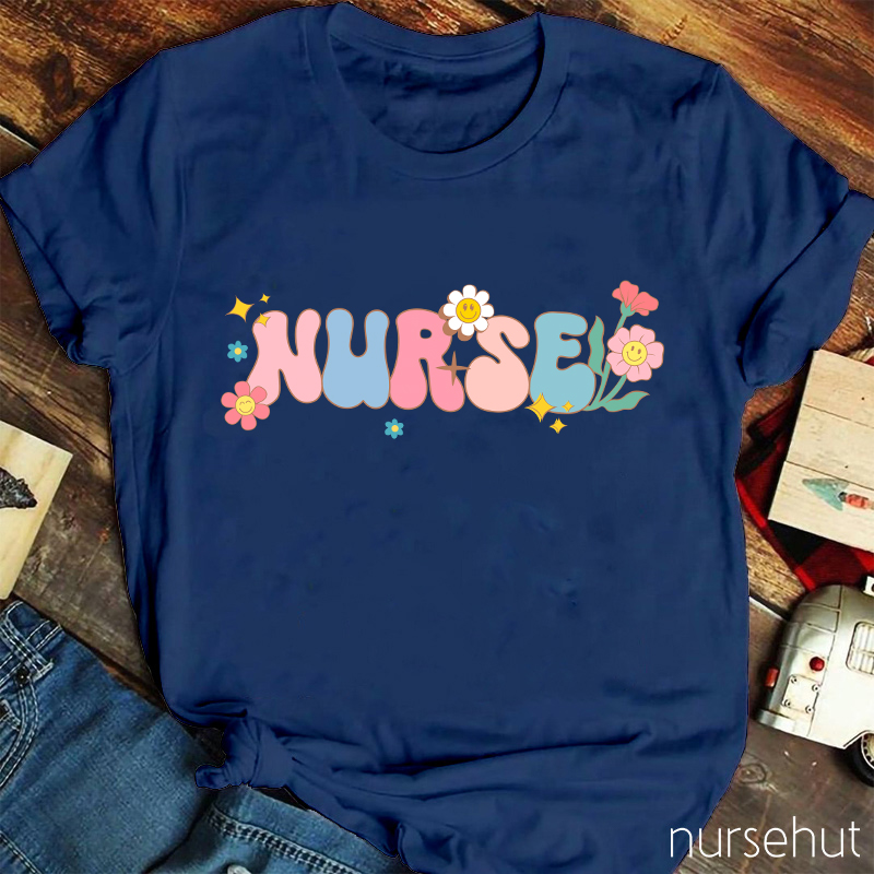 A Nurse Surrounded By Flower Nurse T-Shirt