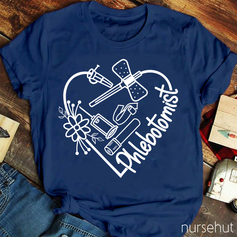 Phlebotomist Flower Nurse T-Shirt