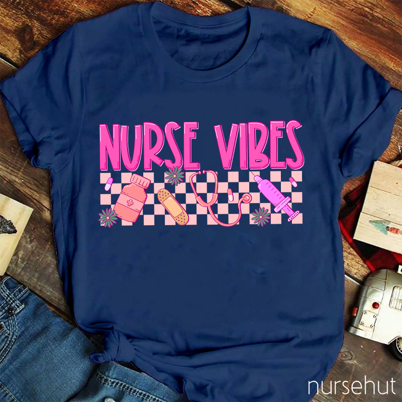 Nurse Life Pink Checkerboard Nurse T-Shirt