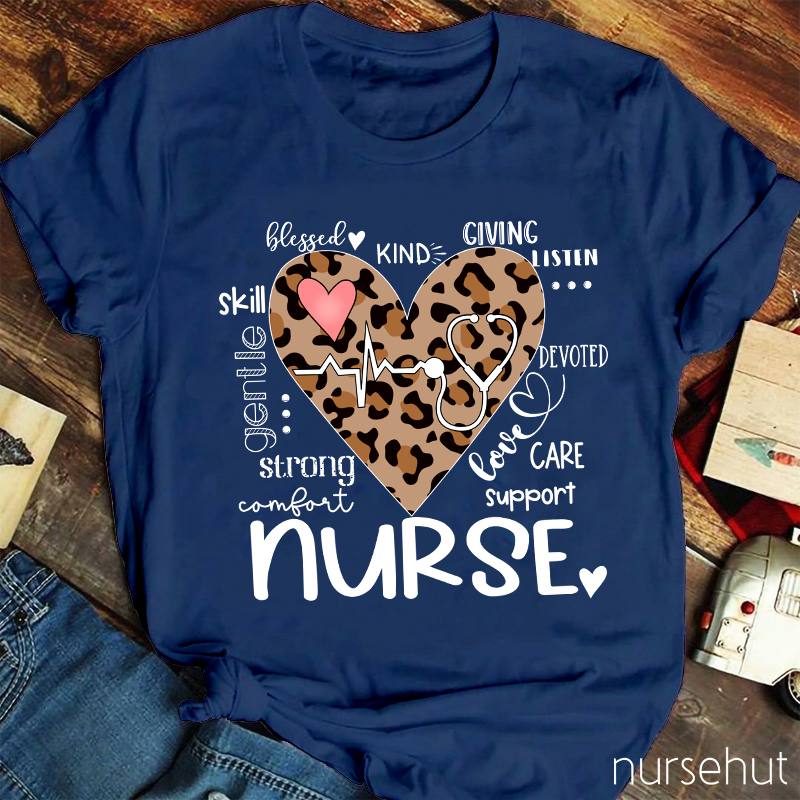 Leopard Excellent Quality Nurse T-Shirt