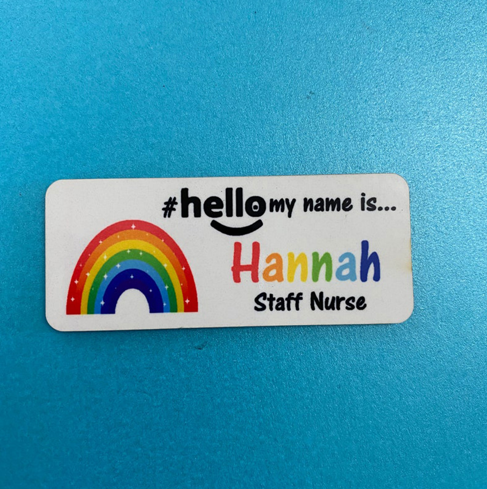 Personalised Sublimation Printed Rainbows Name Badge
