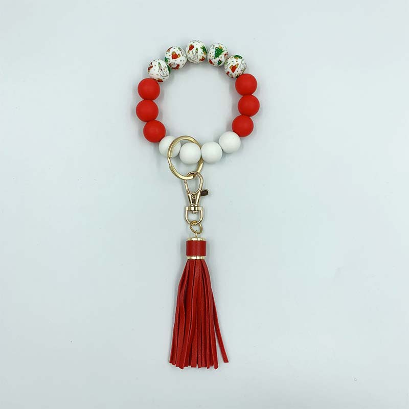 Christmas Silicone Beaded Tassel Nurse Keychain