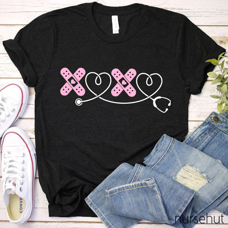 Band-Aid Stethoscope Heart Nurse T-Shirt