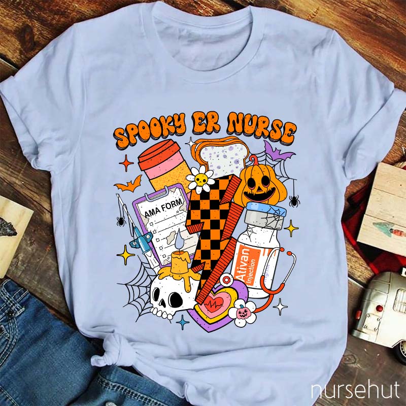 Spooky Halloween Emergency Nurse Nurse T-Shirt