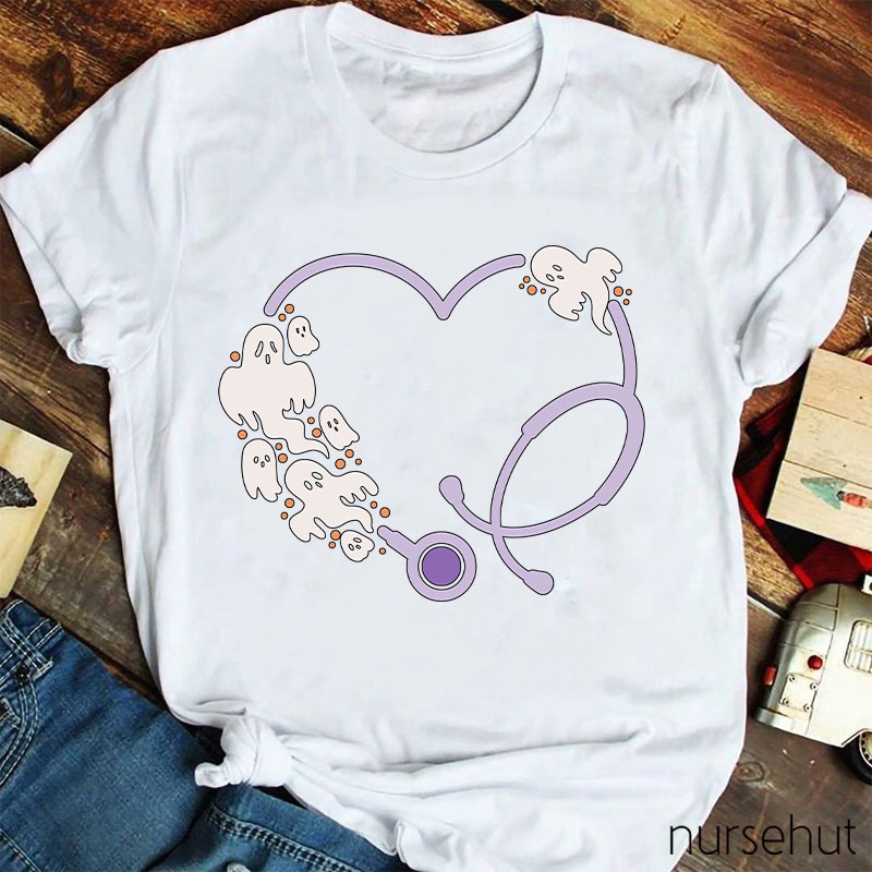 Ghost Stethoscope Heart Nurse T-Shirt
