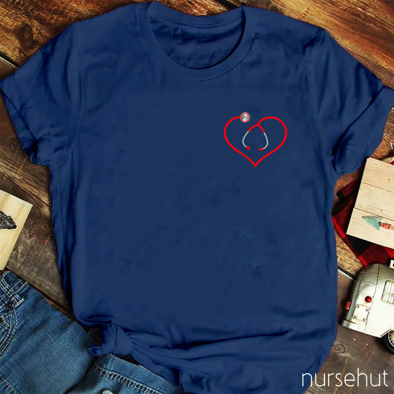 Heart-Shaped Stethoscope Nurse T-Shirt