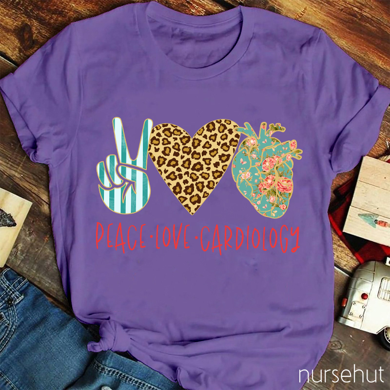 Peace Love Cardiology Nurse T-Shirt