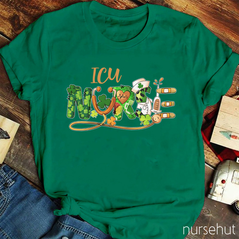 Personalized Lucky Clover Nurse T-Shirt