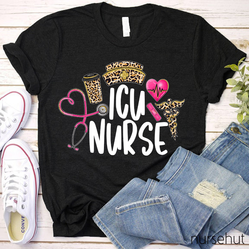Leopard ICU Nurse T-shirt