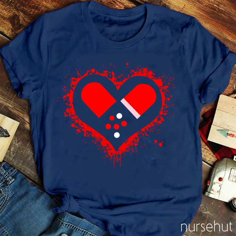 Pharmacist Red Heart Nurse T-Shirt