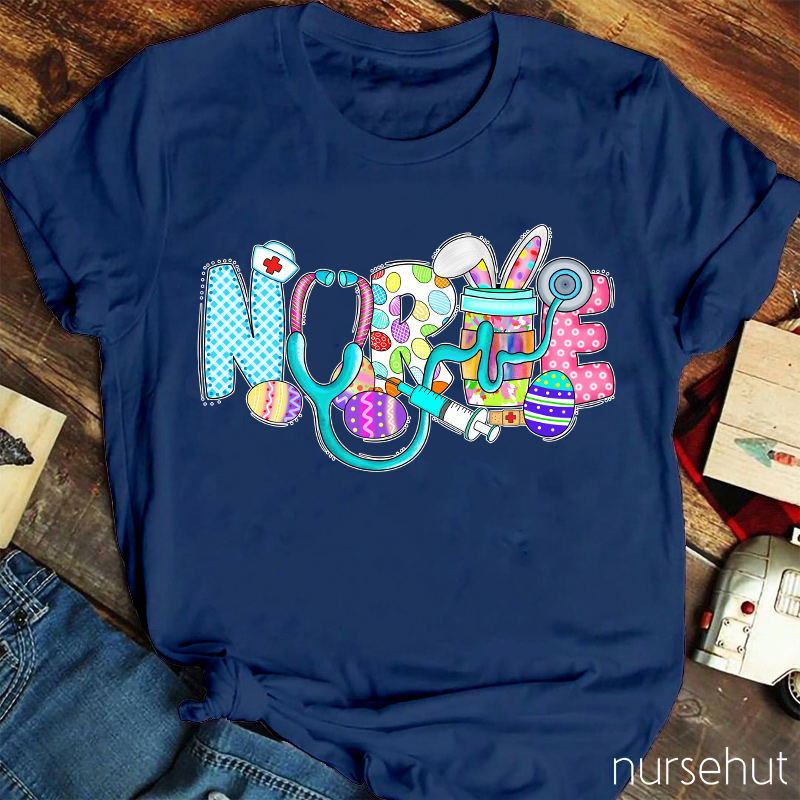 Rich Pattern Bunny Ear Nurse T-Shirt