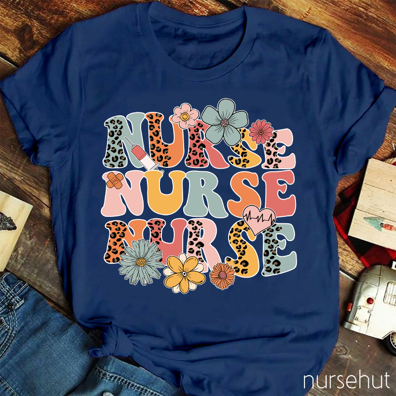 Spring Half-Leopard Nurse T-Shirt