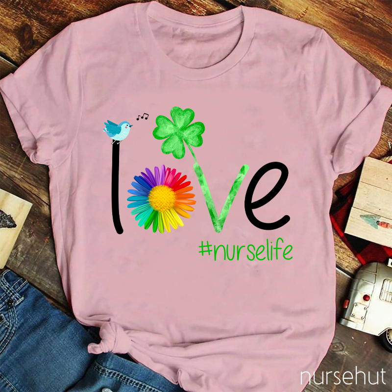 Nurselife Love Clover Nurse T-Shirt
