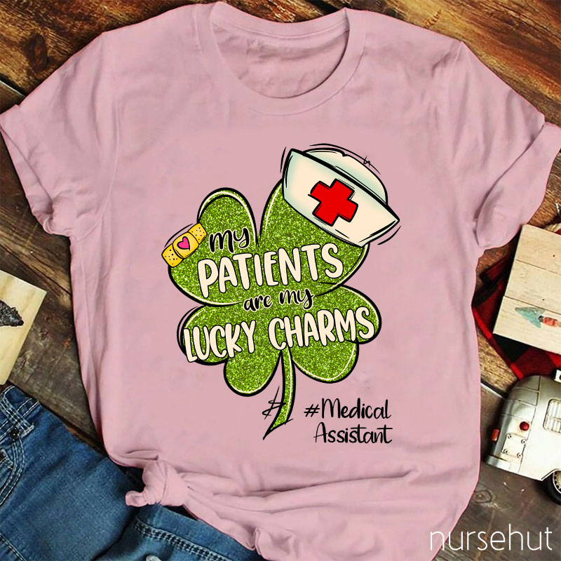Personalized Title Shamrock My Patients Are My Lucky Charms Nurse T-Shirt