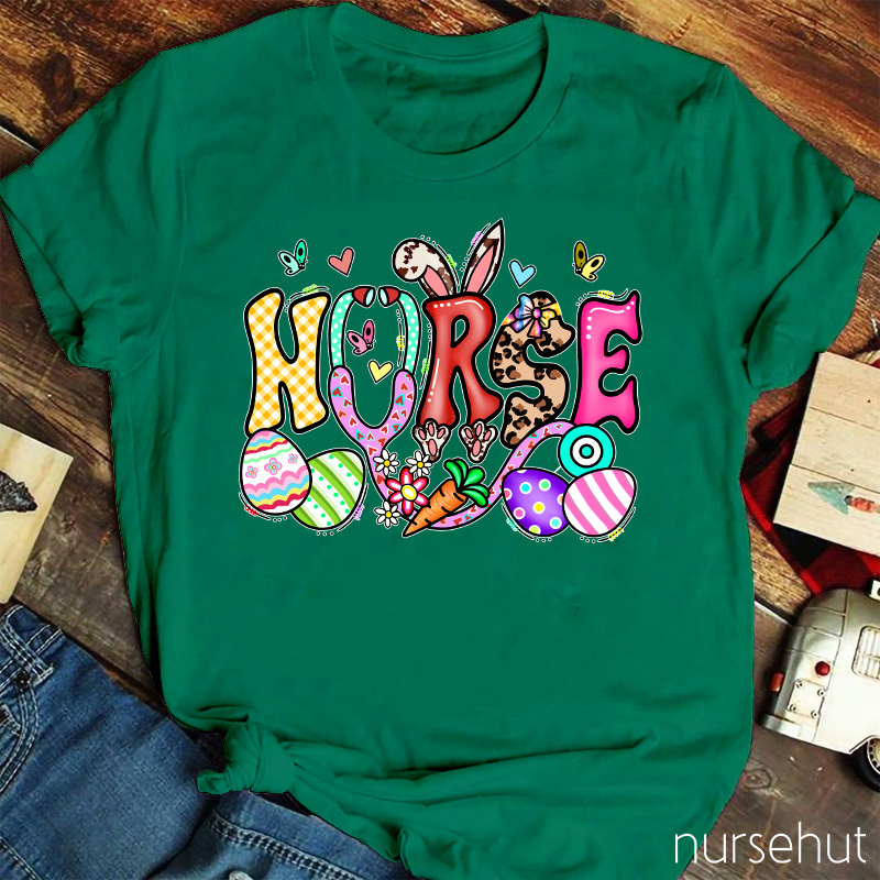 Easter Nurse Bunny Ears Eggs Carrot Nurse T-Shirt