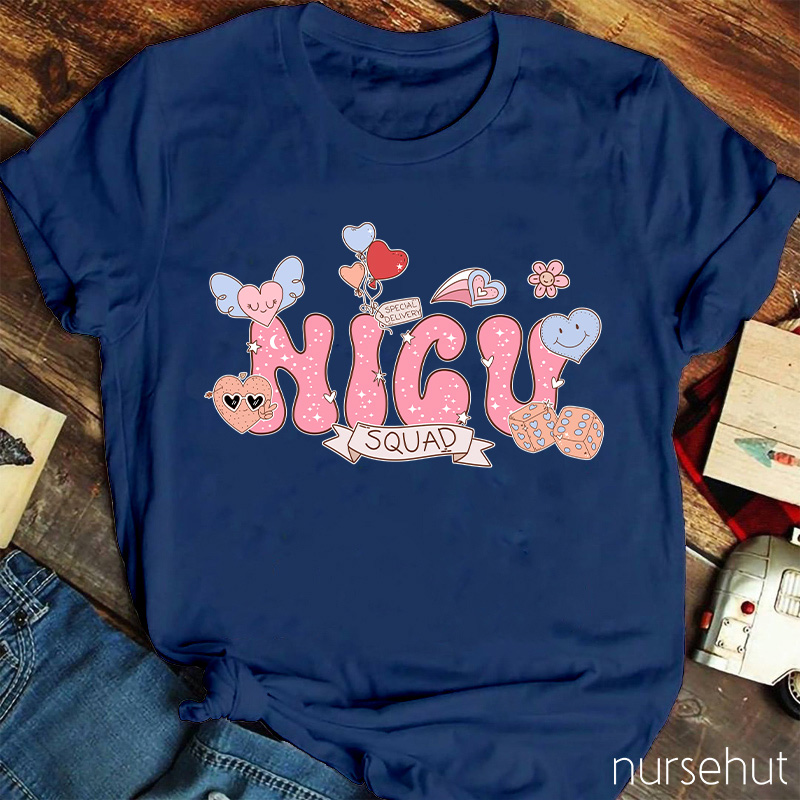 Personalized Cute Pink Heart Nurse T-Shirt