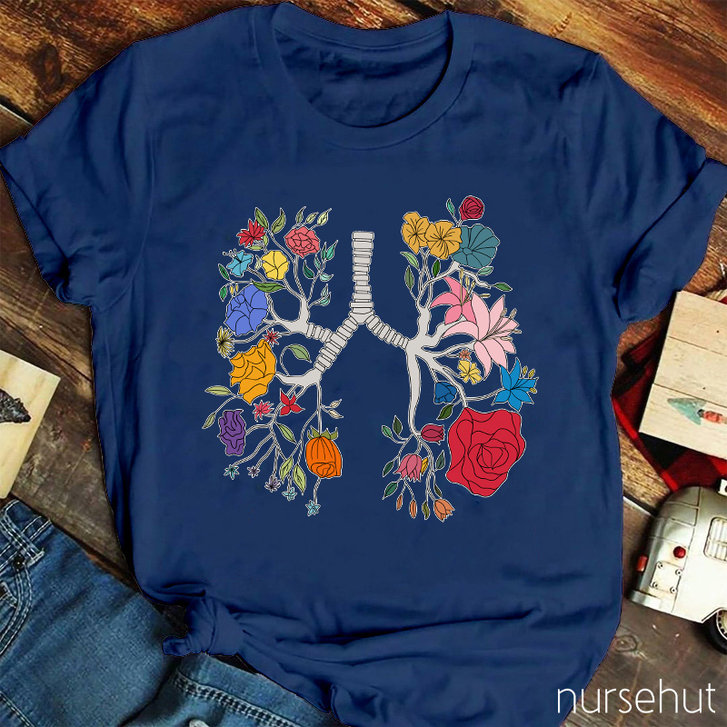 Floral Lungs Nurse T-Shirt