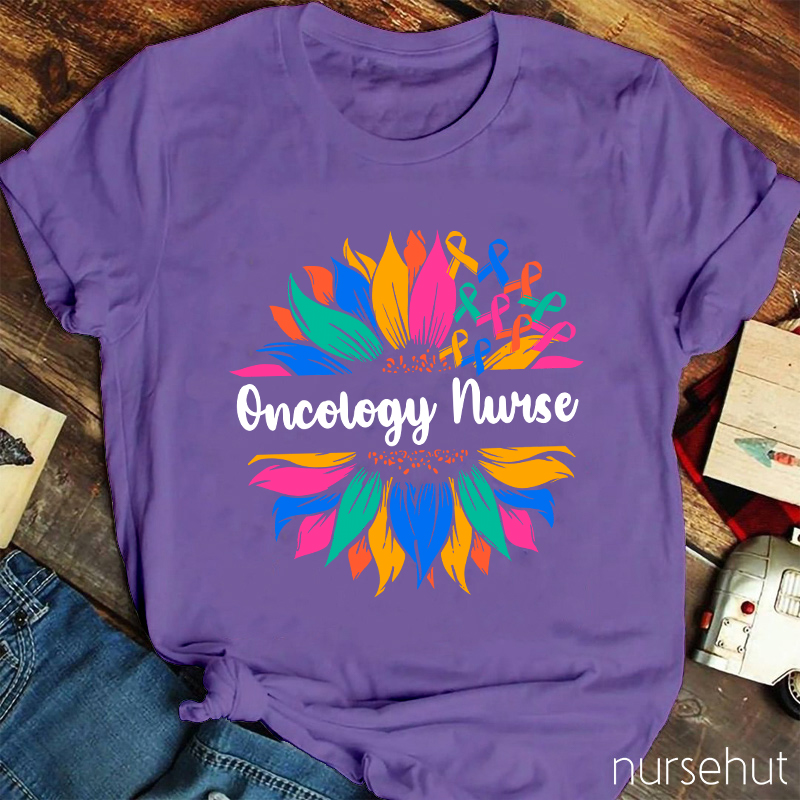 Personalized Colored Sunflower Nurse T-Shirt