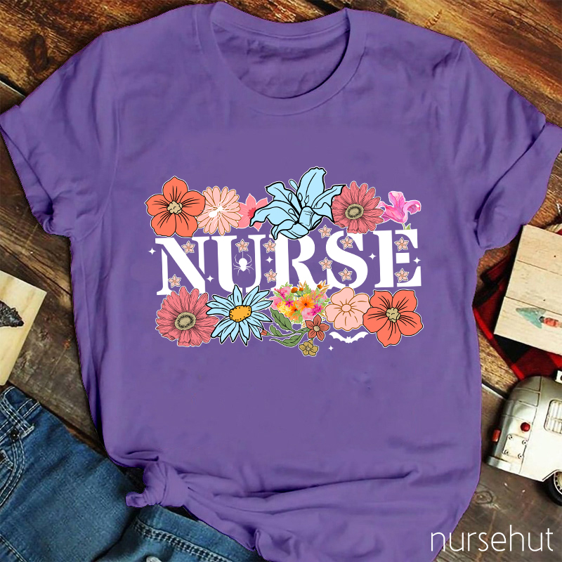 Nurse Surrounding By Flower Nurse T-Shirt