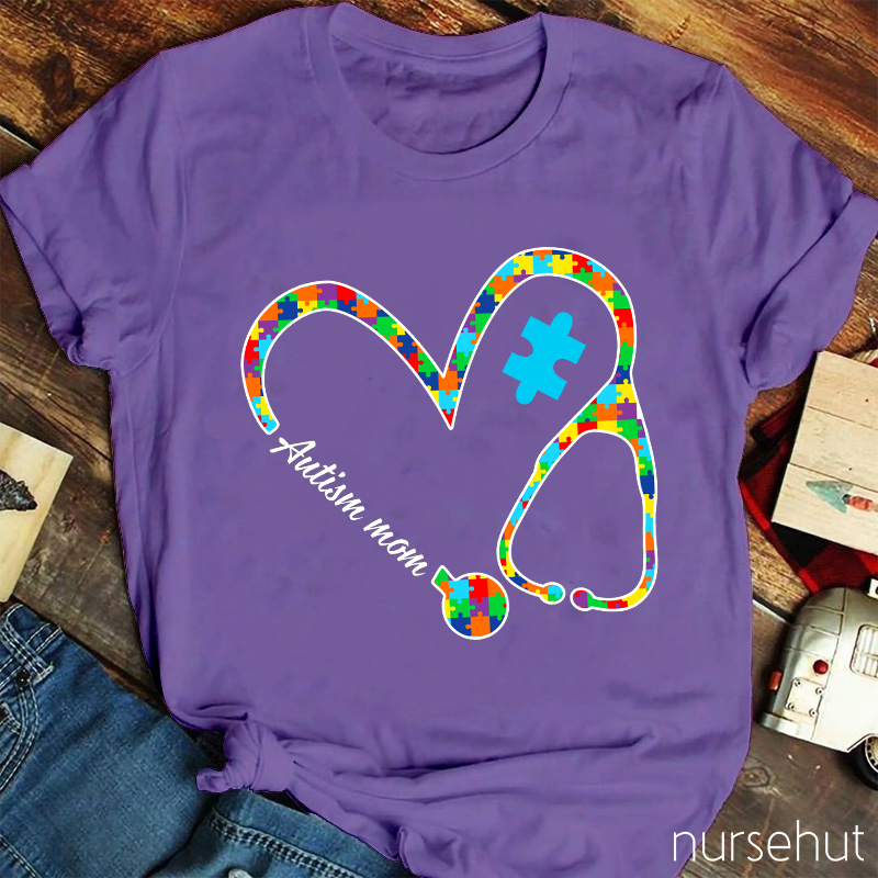 Color Puzzle Stethoscope Nurse T-Shirt